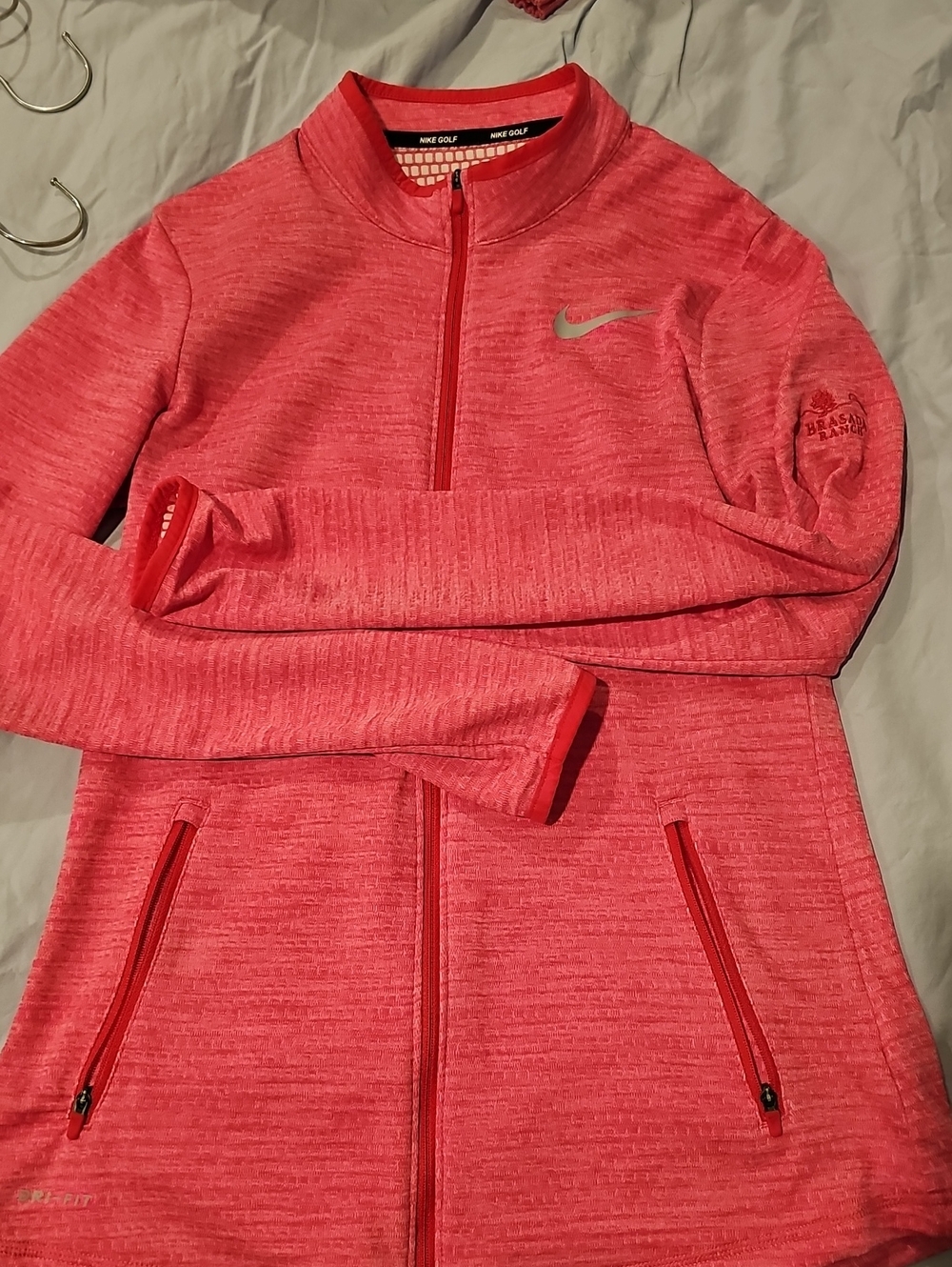 Nike Pink Heathered Half-Zip Pullover Jacket With Brasada Ranch CC Logo Bend OR